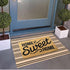 Front Outdoor Door Mat, 2'x3', Tan Black Striped, Machine Washable Cotton Layered Entryway Throw Rug