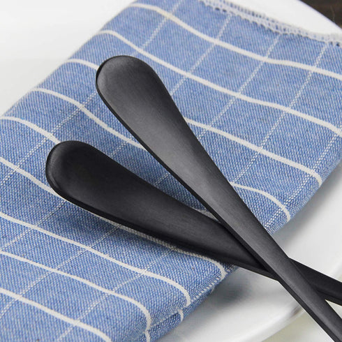 AOOSY 8.7 Inches Matte Black Utility Skimmer, 8 3/4" Stainless Steel Serving Spoons Set x 3, Slotted Spoons x 3 for
