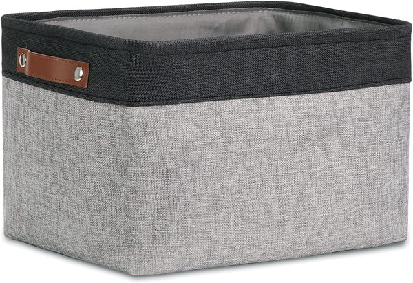 DULLEMELO Fabric Storage Basket for Organizing Clothes, Toys, Towels, Laundry, Nursery - Black & Gray
