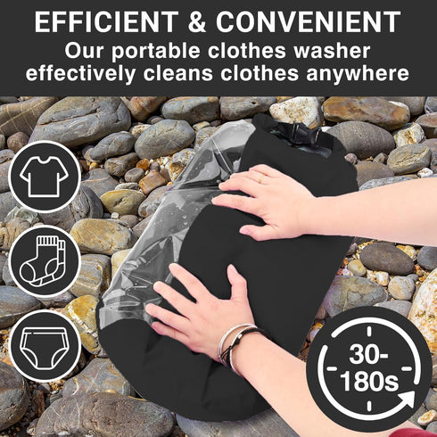 Travel Washing Machine & Retractable Clothesline, Portable Hand Washing Machine & Laundry Wash Bag for Camping