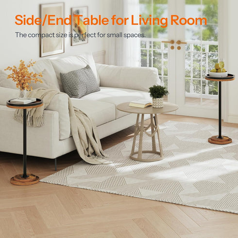 BF168BZ01 HOOBRO Small Round Side Table, Drink Table, Coffee Martini Table with Pedestal Accent for Small Spaces