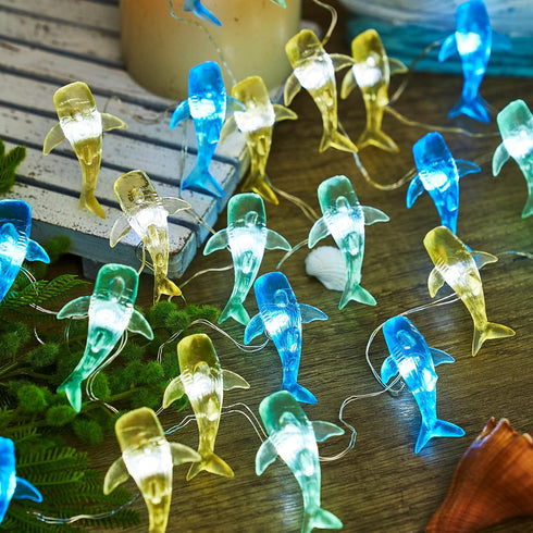 30LED 10ft Nautical Theme Ocean Dcor Outdoor Beach Decorative String Lights Whale Shark Cute Marine Life Novelty Night