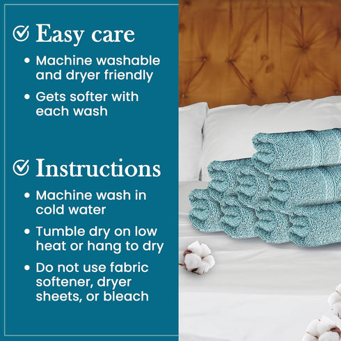 8 Pack (8 650 100% 8 HALLEY Turkish Premium Washcloths Pieces) GSM Highly Absorbent Super Soft Cotton - Washcloths