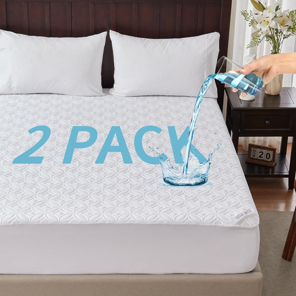 BEDLORE 2 Pack Waterproof Mattress Protector, King Size Mattress Pad with Deep