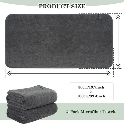 2040 2pc) KinHwa Microfiber Hand Towels for Bathroom Soft and Absorbent Face Towels Grey Bathroom Hand Towels for Spa