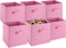 Handy Laundry Foldable Cube Storage Bins, 6 Pack Decorative Fabric Organizers for Shelf, Closet, or Underbed (Pink)