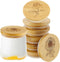 Gueevin 6 Pieces Yogurt Jar Lids Bulk Bamboo Wooden Lids Set Compatible