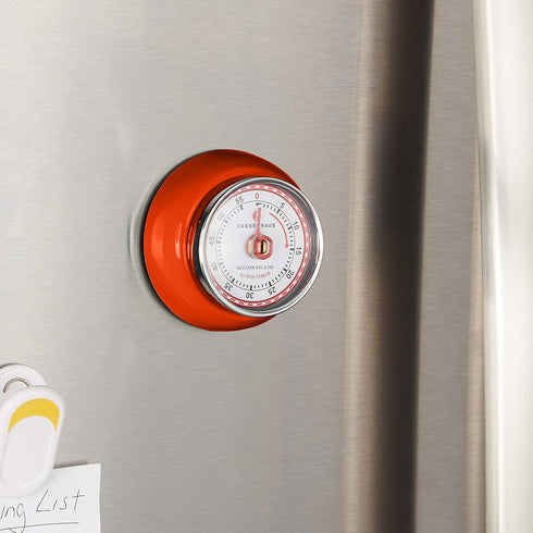 Zassenhaus Magnetic Retro Kitchen Timer, Classic Mechanical Cooking Timer, 2.75-Inch, Orange