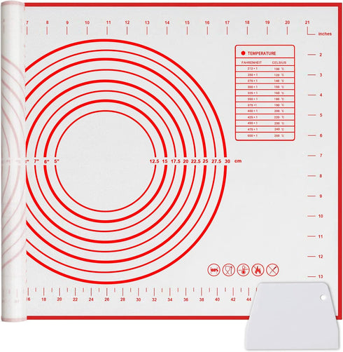 Qidoe Silicone Baking Mat, Extra Thick Non Stick (16"x 24") with Measurement, Fondant, Dough Rolling, Oven Liner