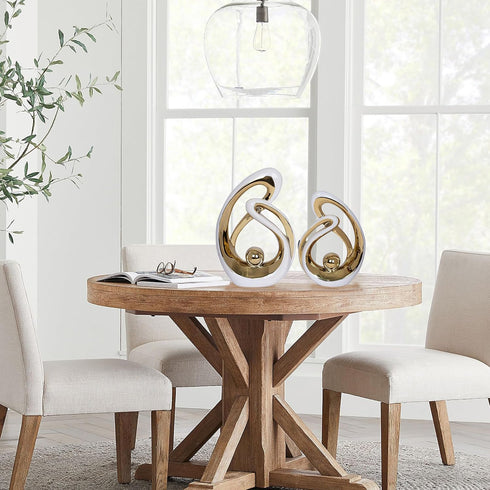JKUDTQL 2 PCS White Gold Decor Accent Ceramic Statue White Mid Century Modern Home Decor Accents Sculpture Decorations