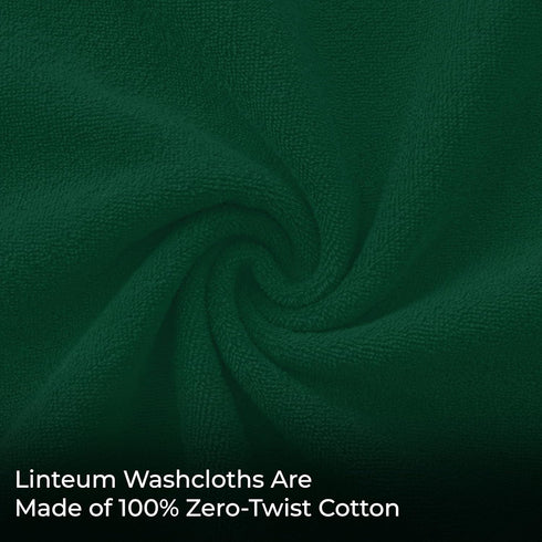12x12 100% (12 Pack) Linteum Textile Supply Premium Washcloth (Hunter Green) Cotton Zero Twist Towels | Absorbent