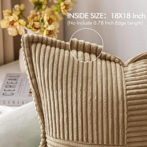 MIULEE Corduroy Pillow Covers, Set of 2, Super Soft Boho Striped Decorative Throw Pillows, 22x22 inch
