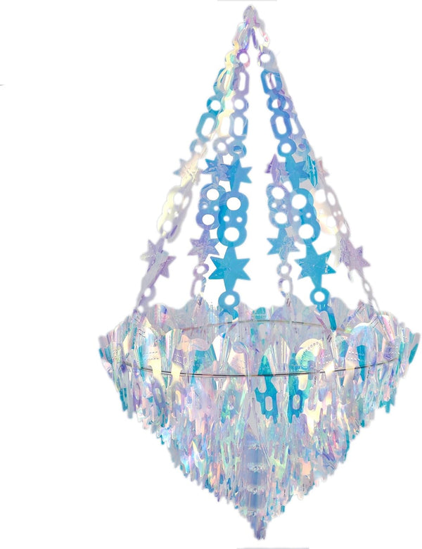 Hanging Decorations Iridescent Chandelier Shaped Foil Ceiling Hanging Ornament for Bridal Shower