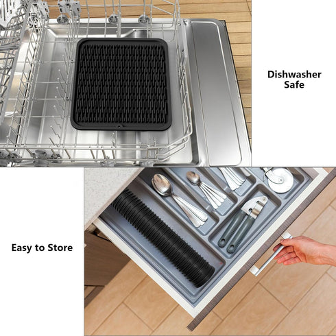 blue burps Counter Countertop 18"16" Large Silicone Dish Drying Mat for Kitchen & Sink Mat, Quick Dry Dish Drainer Mat