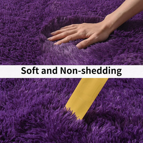 Soft Runner Rugs for Bedroom Hallways, 2x6 Purple Fluffy Shag Non-Slip Area Rug for Living Room
