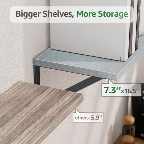 COCOYA 7.3" Set 2, Wall Shelves Deep of Solid Paulownia Wood Wider Longer Sturdy Easy to Install Wall Mounted