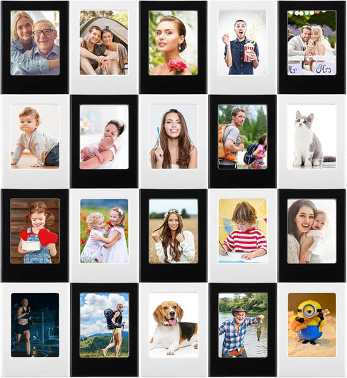 20 Packs Cute Mini Photo Frame Holder, 3 Inches Plastic Colorful Photo Display for Fujifilm Instax, Fridge, Office
