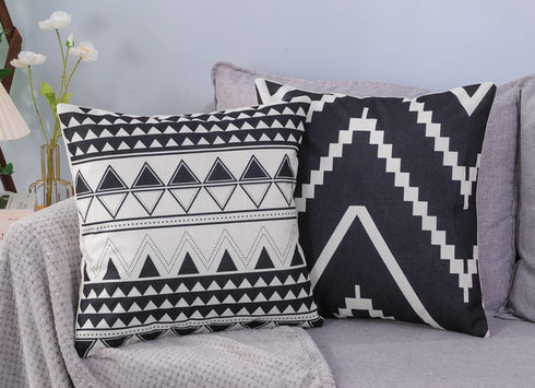 Set of 4 Black and White/Cream Decorative Throw Pillow Covers 18x18 Inch for Couch, Accent Pillows Case for Living Room