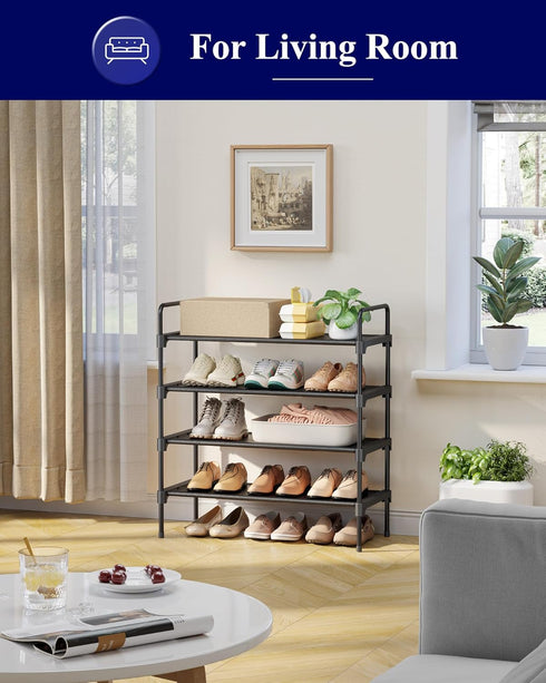 Closet, Closet 26.6" 4 Kitsure Shoe Rack for Shoe Organizer for Front Door Entrance, Stackable Shoe Shelf, Detachable