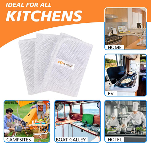 SUNLAND Netted Dish Cloths 6 Pack for Washing Dishes, Fast Drying Mesh Scrubber 12 Inch x 12 Inch White