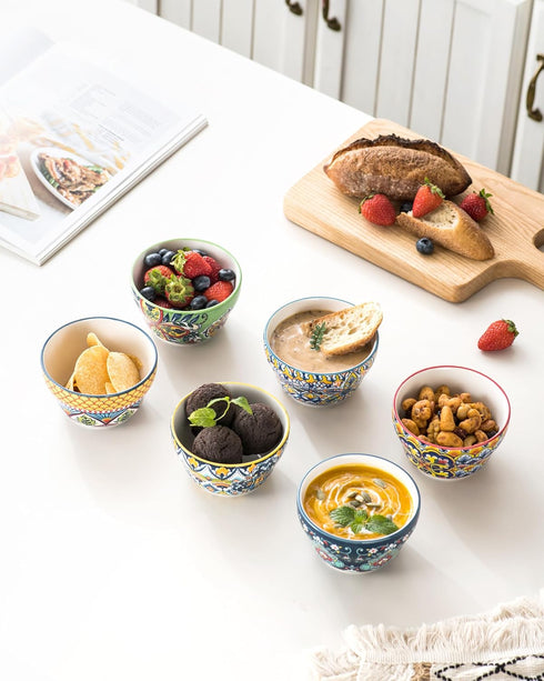 8 Oz, Set 6, HENXFEN LEAD Bouillon Cups Small Bowls for Dessert, Yogurt, Dips, Ice Cream, Dipping Sauce Bowls
