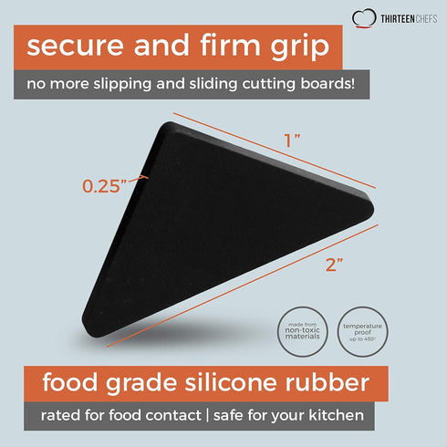 Thirteen Chefs Non-Slip Cutting Board Feet, Silicone Pads, Set of 8, Black, Non-Adhesive, Glue Free