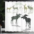 Ambesonne Antlers Shower Curtain, Elk Deer and Fawn Silhouette Forest Theme, 69" W x 75" L