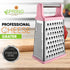 Spring Chef Professional XL Parmesan Cheese Grater with Handle, 4 Sided Box Grater for Kitchen (Pink Lemonade)