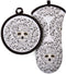 Fiesta Skull & Vine Oven Mitt & Pot Holder Set, Multi-colored, 6.5"x13" and 8"x8"
