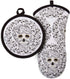 Fiesta Skull & Vine Oven Mitt & Pot Holder Set, Multi-colored, 6.5"x13" and 8"x8"