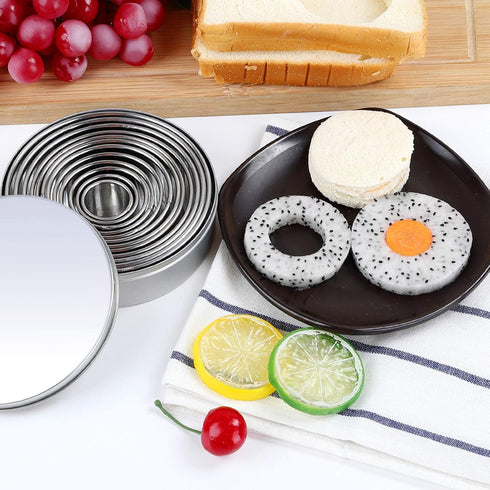 Round Cookie Cutters Set, 12 Pieces Biscuit Cookie Cutters, Circle Pastry Cutters for Baking Doughs and Doughnuts