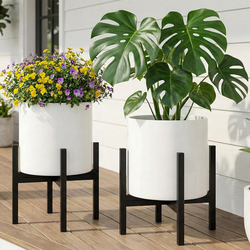 12" 12 Inch FaithLand Mid Century Plant Stand Indoor Outdoor (EXCLUDING Plant Pot) , Hold Up to Planter, Metal Planter
