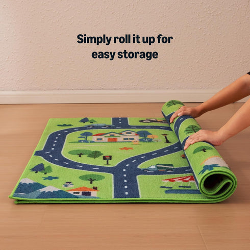 3' 5' Amazon Basics Kids Washable Area Rug, Printed Carpet Play Mat for Living Room, Bedroom, Nursery, Classroom, W L