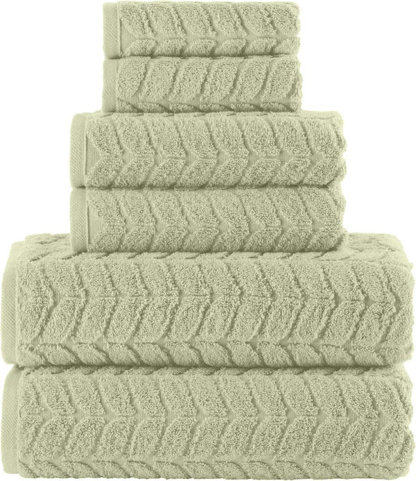 Elegant Comfort Luxury 6-Piece 100% Turkish Cotton Jacquard Braided Textured Premium Hotel
