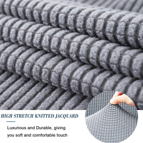 ANWUCHEN Ottoman Cover - Stretch Knitted Jacquard Square Slipcover - Soft Thick Storage Foot Stool Cover With Elastic