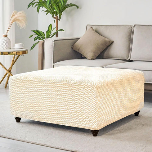 HFCNMY Ottoman Cover Square,Stretch Knitted Jacquard Ottoman Cover Thick Ottoman Slipcover Square Washable Storage Foot