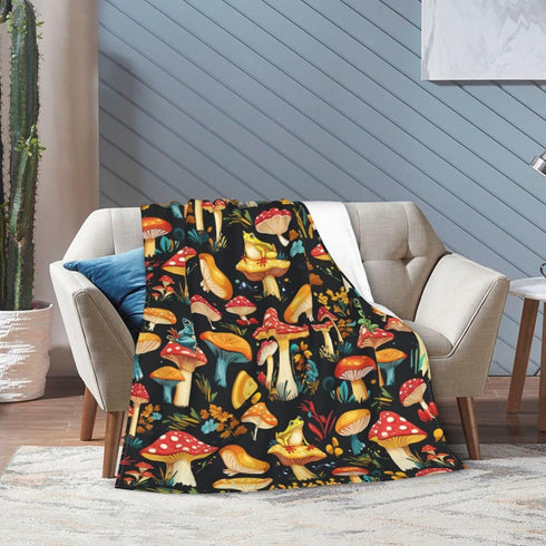 Knerova Cozy 50"X40" Mushroom Blanket Mushroom Decor Animal Throw Super Soft Plush Flannel Fleece Blanket Gift for Kids