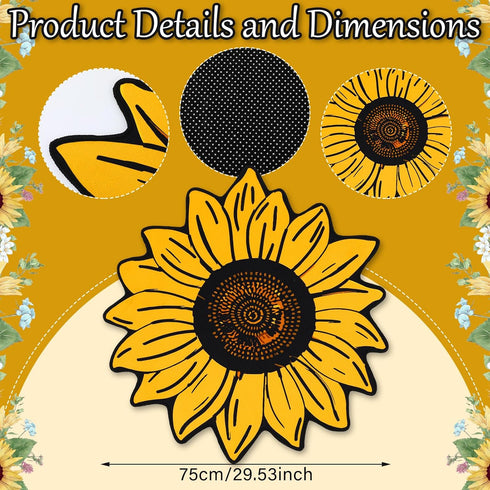 Extra Large Sunflower Welcome Doormat, 29.5" x 29.5" Non Slip Area Rug for Indoor Outdoor Use