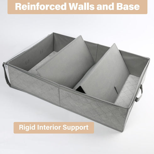 LotFancy Foldable Under Bed Storage Bags - Closet Organizers with Clear Window, 24” x 16” x 6", Gray, Pack of 2