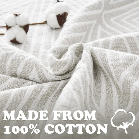 jinchan 100% 50x60 Inches 3-Layer Boho Cotton Blanket Muslin Lightweight Geometric Triangle Striped Pattern Reversible