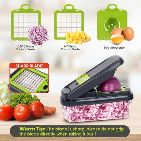 Yusshn Chopper,12-in-1 7 Vegetable Multifunctional Food Chopper,Professional Onion Chopper with Blades,Vegetable Cutter