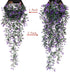 Artificial Flowers Vine, Plastic Hanging Ivy Plants, Fake Vines Grass Garland for Home Garden Decoration - Purple