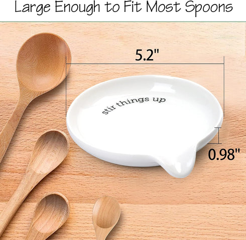 LotFancy 5.2 Inch Ceramic Spoon Rest, Large Holder for Kitchen Counter, Utensil Rest for Spoons, Tongs, Ladles