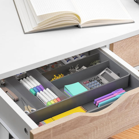 Simple Houseware Expandable Flatware Organizer - Grey Kitchen Drawer