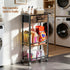 3-Tier Lewondr Bathroom Organizer and Storage Cart with Drawer, Narrow Rolling Utility Cart with Wood Top and Wheels