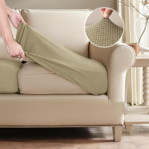 SUBRTEX Couch Slipcover | RV Seater Slip Loveseat Stretch Durable Sofa Cushion Cover for Livingroom, Small, Sand