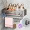 OKEJUNYE Shower Caddy Suction Cup, No Drilling Removable Shower Shelf with Towel Bar