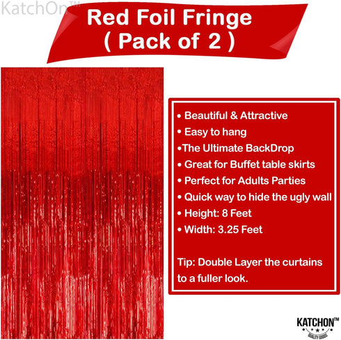 KatchOn XtraLarge Red Streamers - 3.2x8 Feet, Pack of 2 for Wedding and Birthday Decorations
