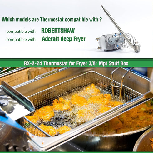 RX-10-24 Millivolt Thermostat RX Series for Fryer, 3/8" Mpt Stuff Box, RX-2-24 Thermostat 200-400F