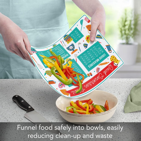 Cut N' Funnel Quick Conversion Measurement Chart on Flexible Cutting Board Mat Made in the USA of BPA Free Food Grade Plastic by Counterart